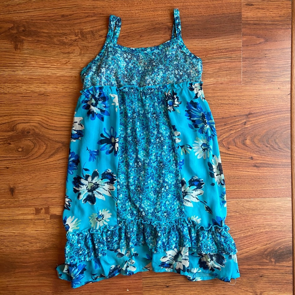 Justice girls blue floral sequin dress size 8